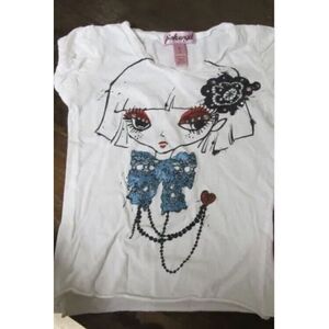 NORDSTROMS PINK ANGEL GLAM GLAMOUR Sequined Glittered EURO GIRL Top Shirt S 4 4T